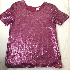 Magenta Fuchsia Dark Pink Sequin Tunic Vintage